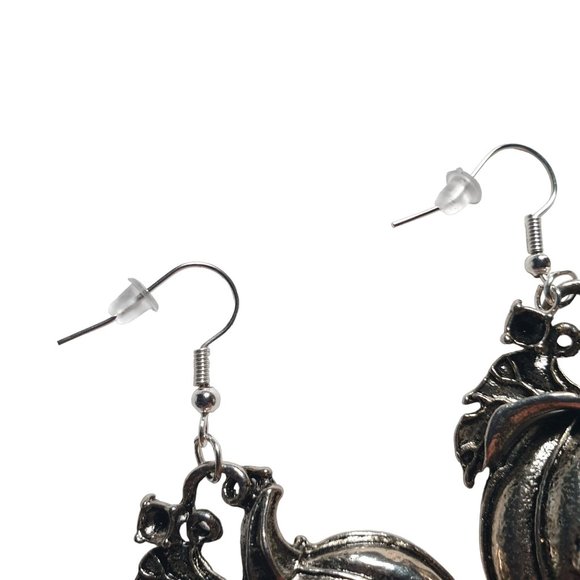 Metal Pumpkin Jack O Lantern Vintage Earrings Women Jewelry Costume Heavy Style - Picture 4 of 5